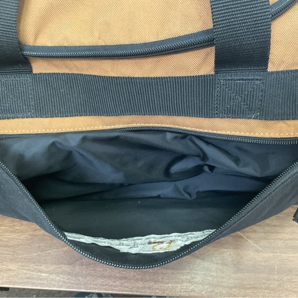 CARHARTT Duffle Bag Canvas Tote Pocket Carry Handles Brown & Black Gear Bag - Picture 6 of 15